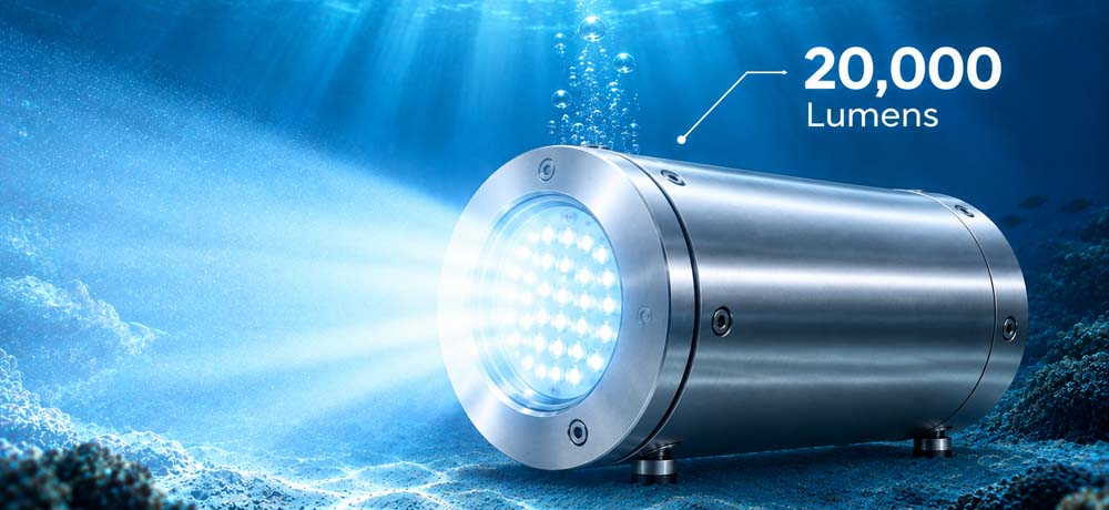 20,000 lumens heavy-duty subsea LED light